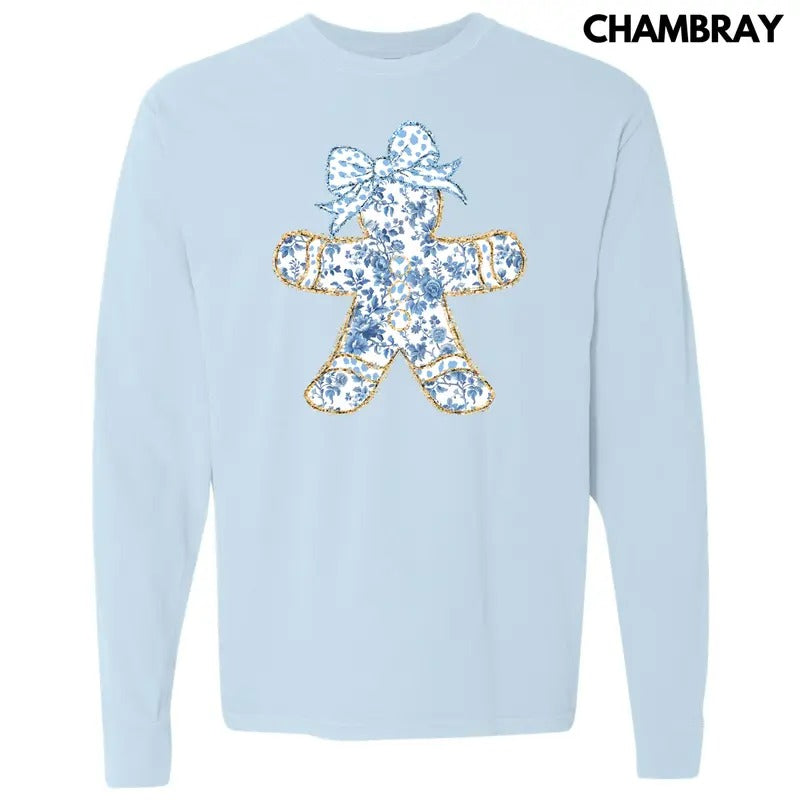 Gingerbread Chinoiserie Long Sleeve Comfort Colors T-Shirt 'NLB'