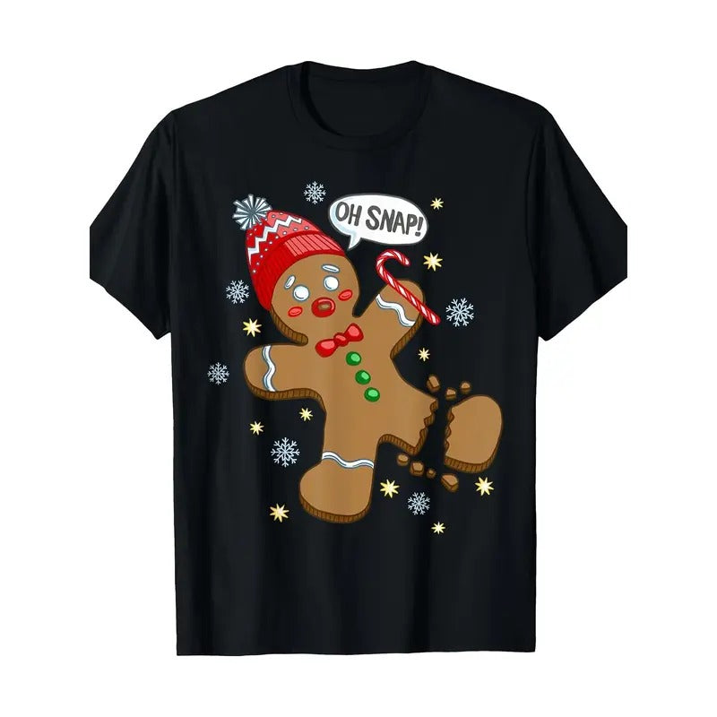 Gingerbread Man Oh Snap Christmas T-Shirt-220g 100% Cotton made in usa Hoodie, Sweatshirt | DripVista.com