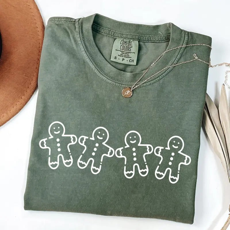 Gingerbread Men, Christmas, Cute, Classic, Traditional, Winter, Santa Tshirt, Christmas Comfort Colors Tshirt, Women's...