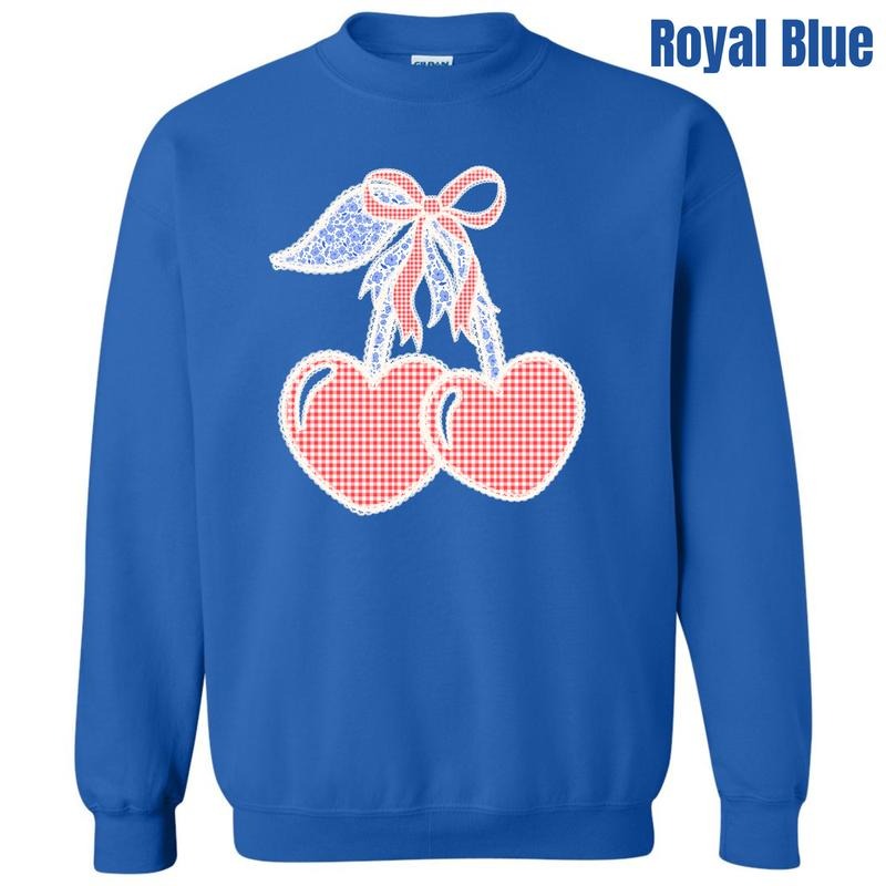 Gingham Heart Cherries Sweatshirt 'NLB'