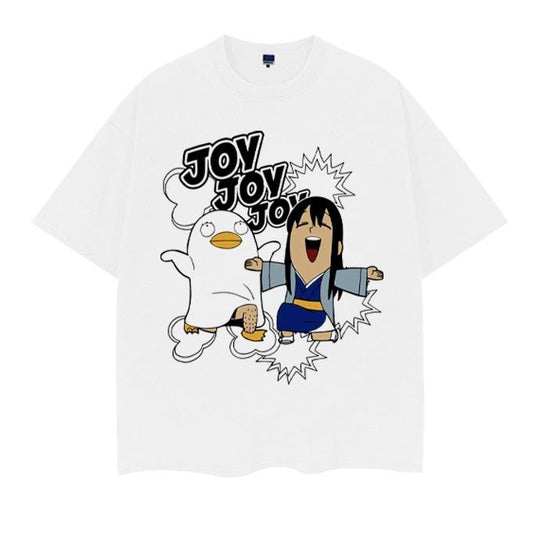 Gintama "Elizabeth & Katsura" Vintage Oversized Tee Anime T-shirt 100% Cotton Original Design Men's Top Streetwear Casual