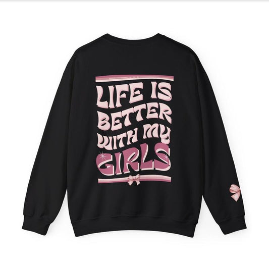 Girl Mom Pullover Crewneck, Double Sided with Sleeve Design, Girl Mama Sweatshirt, Mom Sweatshirts for Summer, Mom Sweatshirts for Girl Mom, Comfort Fit