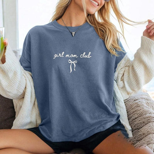 Girl Moms Club Comfort Colors Shirt, Coquette Mom Tee, Mom of Girls Shirt, Mother's day Gift, Trendy Mama Shirt, Girl Mama Cotton Fabric