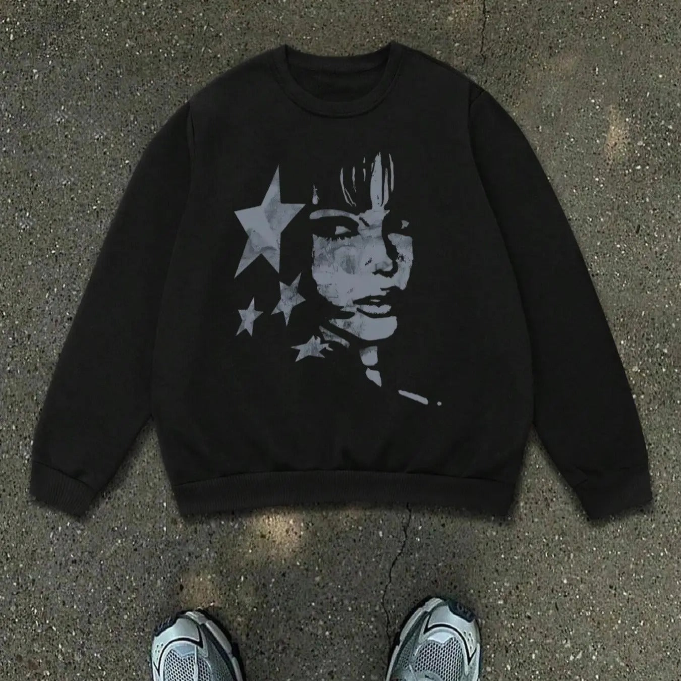 Men'WB shield Plain/Girl Print Round Neck Sweatshirt, Loose Casual Long Sleeve Crew Neck Pullover for Fall & Winter,...