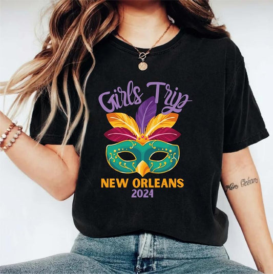 Girl's Trip New Orleans 2024 Shirt, New Orleans Bachelorette T-shirt, Matching Girls Carnival Tee, Nola Trip Shirt For Woman, Birthday Gift Tee.