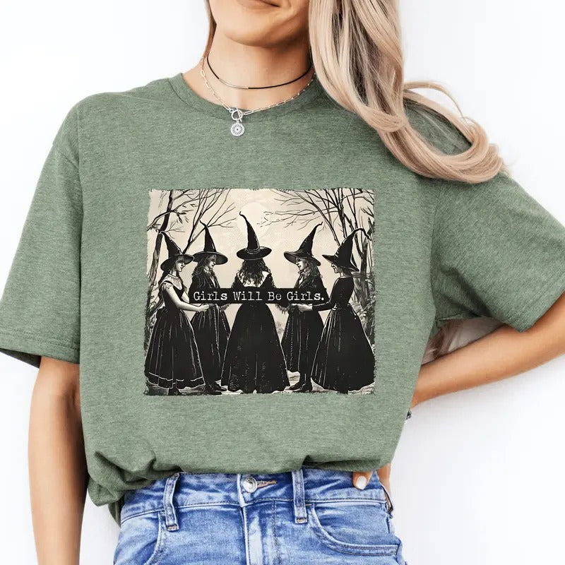 Girls Will Be Girls Halloween Unisex Shirt. Witchy Vibes T-Shirt.