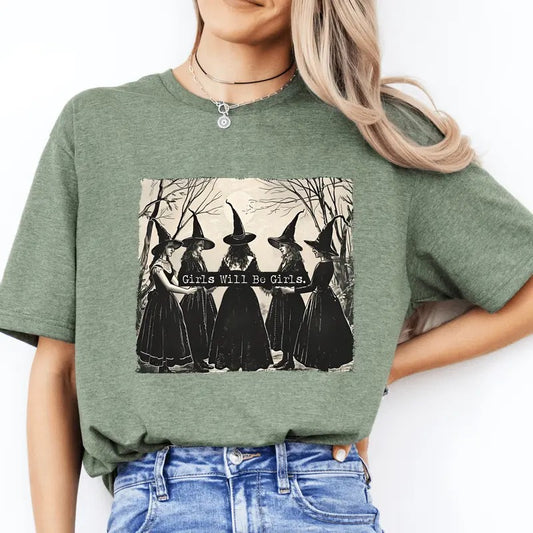 Girls Will Be Girls Halloween Unisex Shirt. Witchy Vibes T-Shirt.