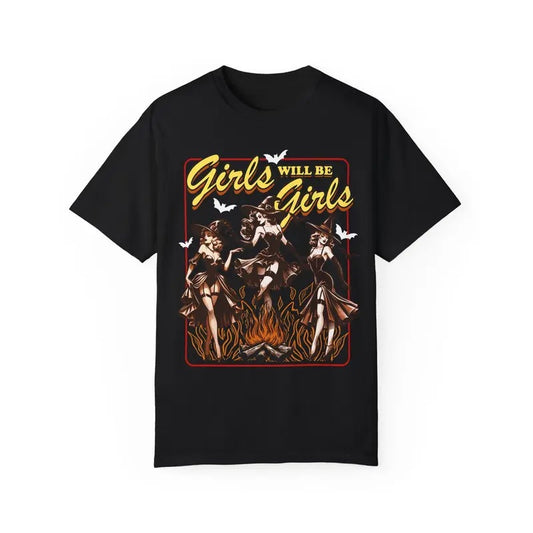 Girls Will Be Girls Witch Shirt, Feminist Halloween Shirt, Burn The Patriarchy, Halloween Witch, Feminist Witch Tee, Funny Witch Shirt, Unisex Short Sleeve Tee Shirt, Casual Clothing
