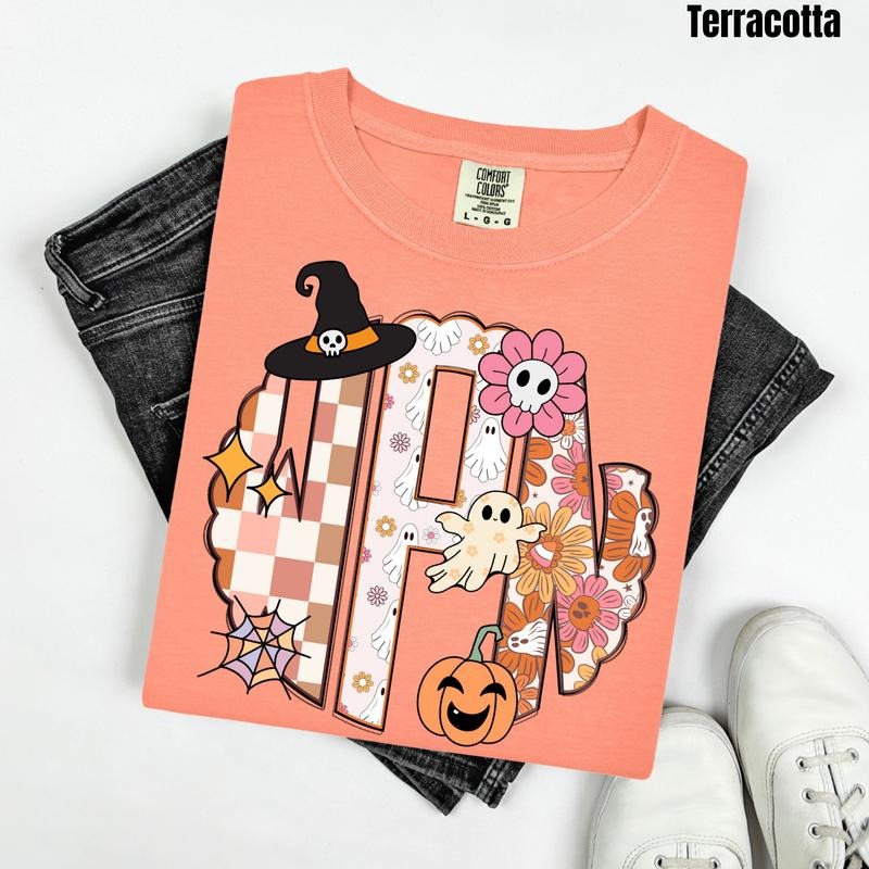 Girly Halloween Monogram Comfort Colors T-Shirt 'NLB'