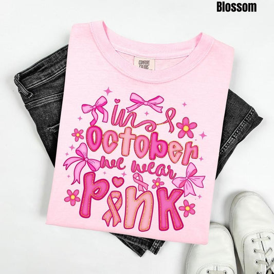Girly Pink October Comfort Colors T-Shirt 'NLB'