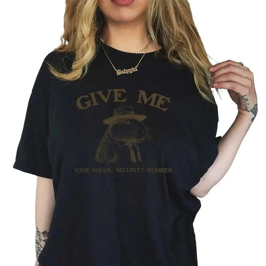 Give Me Your Social Capybara T-Shirt Cotton Shirt, Sweatshirt, Hoodie Casual Fabric Fit Jersey Knit Top Knit Top Collar Everyday Garment Seamles