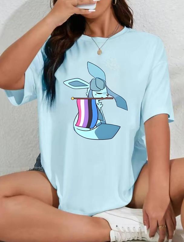 Glaceon Genderfluid Pride Flag Tee, Genderfluid Glaceon Shirt, LGBTQ+ Glaceon Pride T-Shirt Hoodie, Sweatshirt