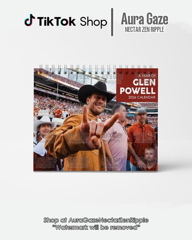 Glen Powell 2026 Wall Calendar Planner, Unique Holiday Gift, Fan Gift, Gift For Her, Glen Powell Celebrity Crush Merch