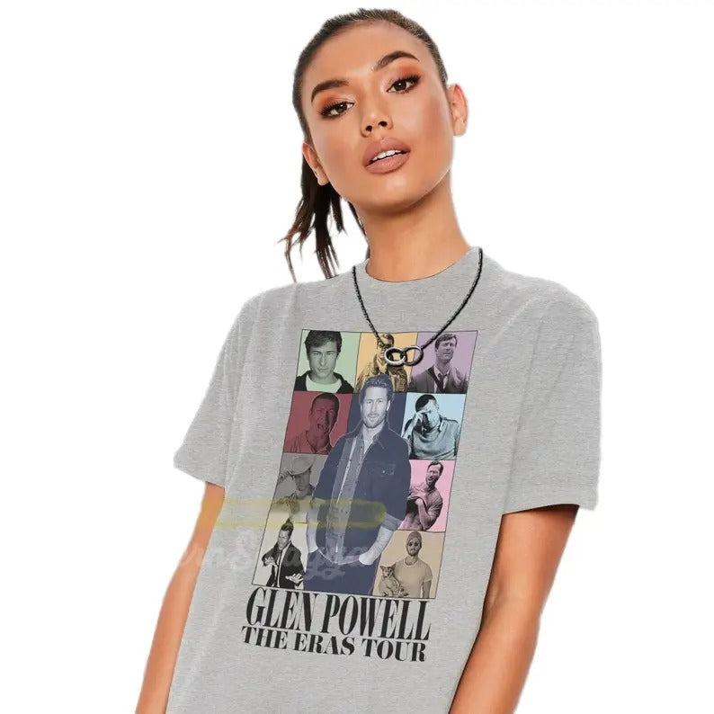 Glen powell tour shirt cool fan art t-shirt Casual Cotton Hoodie, Sweatshirt | DripVista.com