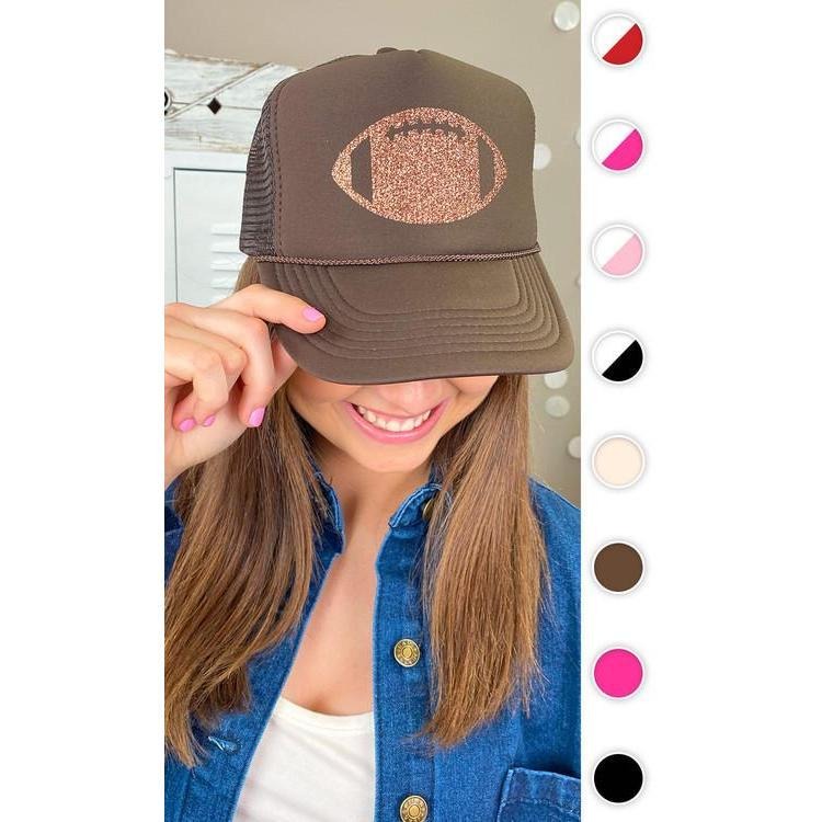 Glitter Football Trucker Hat - Game Day Sparkle #FootballHat #TruckerVibes #GlitterGame T-Shirts, Hoodie, Sweatshirt