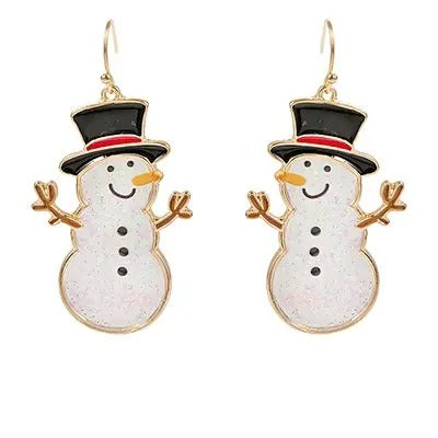 Glitter Snowman Drop Earrings T-Shirts, Hoodie, Sweatshirt | DripVista.com