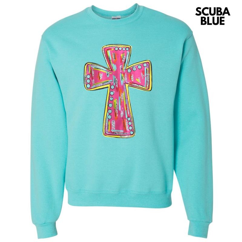 Glitz Pink Cross Sweatshirt T-Shirts, Hoodie | DripVista.com