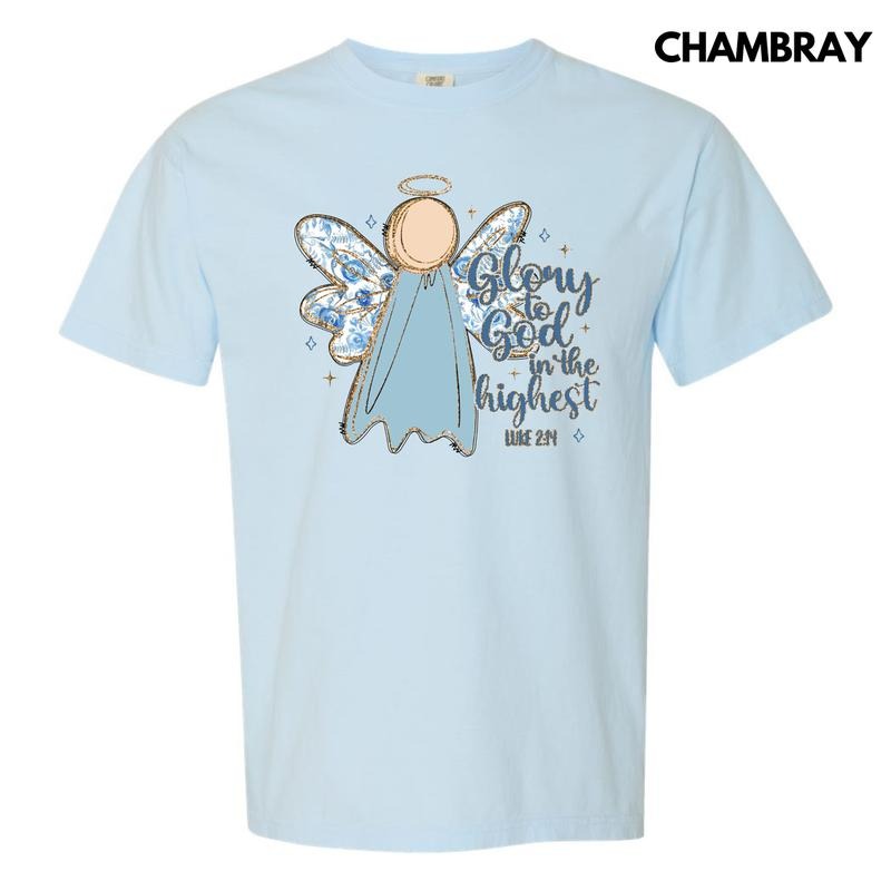 Glory Blue Floral Angel Comfort Colors T-Shirt 'NLB