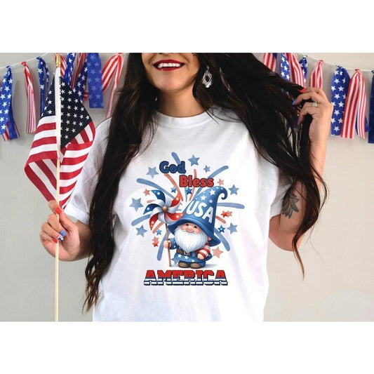 Gnome 4th of July T-Shirt, Gnome T Shirt Gnome 4th of July Shirt USA Shirt Fireworks Shirt Independence Day Gift USA Gift Tee