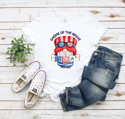 Gnome Of The Brave Shirt Fourth Of July Shirt Soft Tee 4th Of July Tee Casual Shirt Summer Tee Unisex Tee Soft Style Funny T-shirt
