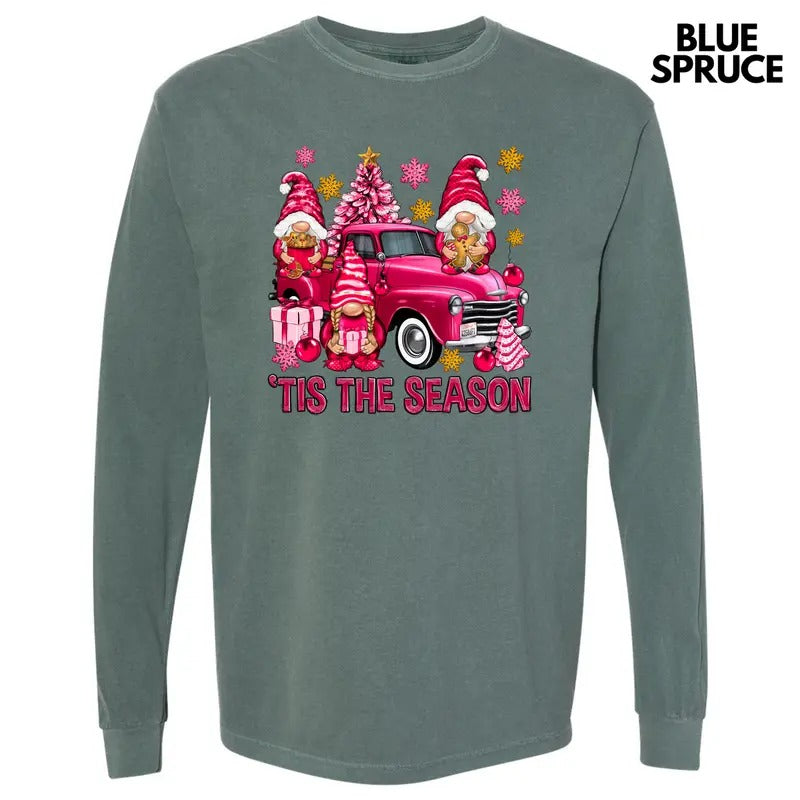 Gnome Tis The Season Long Sleeve Comfort Colors T-Shirt 'NLB'