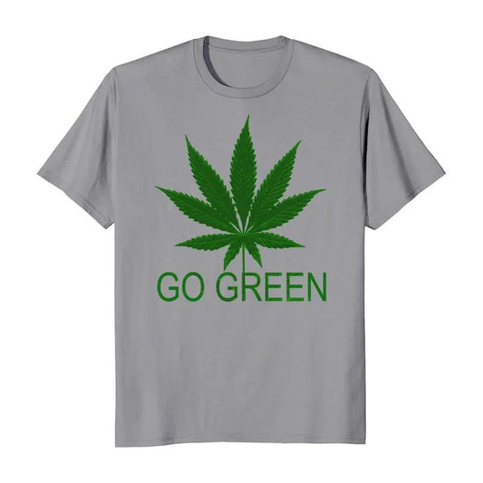 Go Green Marijuana Cannabis Weed 420 Men's T-Shirt Casual Crewneck