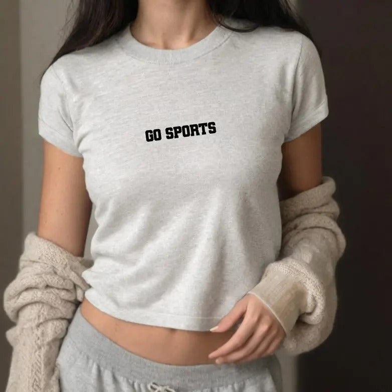 Go Sports Baby Tee Football Fan Graphic T, 90s T Shirt Girly pop y2k baby tee 90s b Hoodie, Sweatshirt | DripVista.com