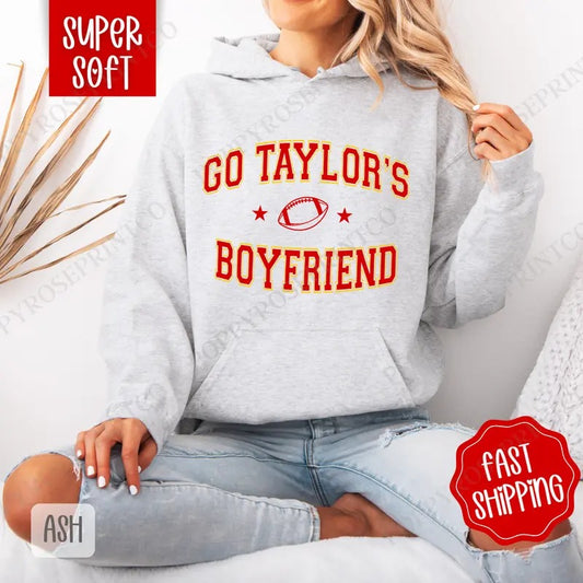 Go Taylor's Boyfriend Hoodie, Football Women's Crewneck, Trendy Women's Hooded Sweater