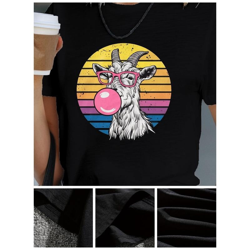 Goat wearing pink glasses women's comfit t-shirt made in usa Hoodie, Sweatshirt | DripVista.com