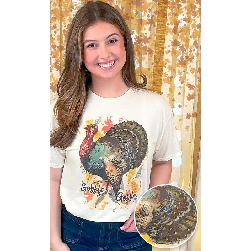 Gobble Gobble Rhinestone Graphic Shirt Hoodie, Sweatshirt | DripVista.com