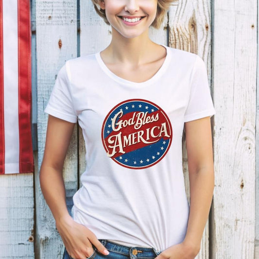 God Bless America Patriotic T-shirt 4th Of July Shirt Independence Day Tee Vintage Style Usa Pride Shirt American Flag Shirt
