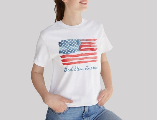 God Bless America Shirt Retro American Flag Tshirt Independence Day Shirt 4th Of July Tshirts Patriotic Shirts Trendy Stars And Stripes Tees