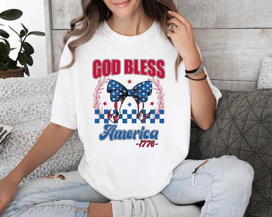 God Bless America Shirt, Coquette 4th Of July Sweatshirt, 4th of July Tee, Fourth Of July, America Flag, Independence Day Shirt