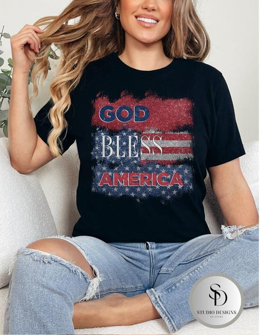 God Bless America Tee Patriotic T-shirt Fourth Of July Tee America T-shirt God Bless Usa Tee Vintage July 4 Tee Independence Day Shirt
