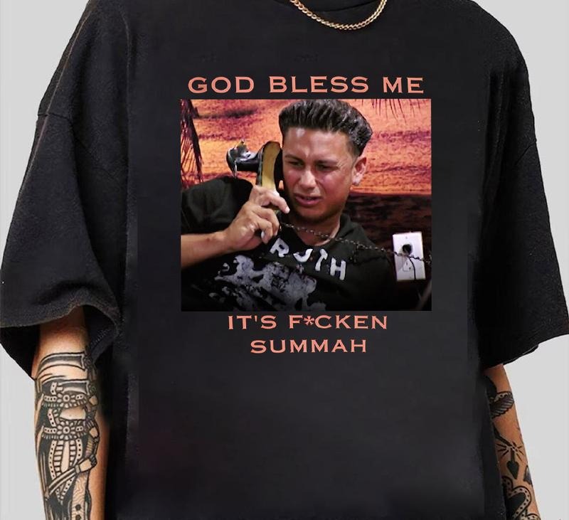 God Bless Me It's Fcken Summah T-Shirt Trendy Graphic T-Shirt with Street Style Hoodie, Sweatshirt | DripVista.com
