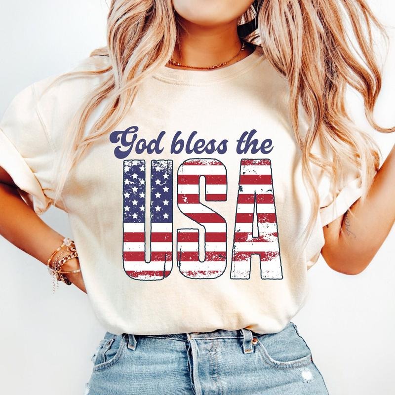 God Bless Usa Shirt Christian 4th Of July Shirt Patriotic Christian T-shirt Bible Verse America Shirtsred White And Blue Teefreedom Tee