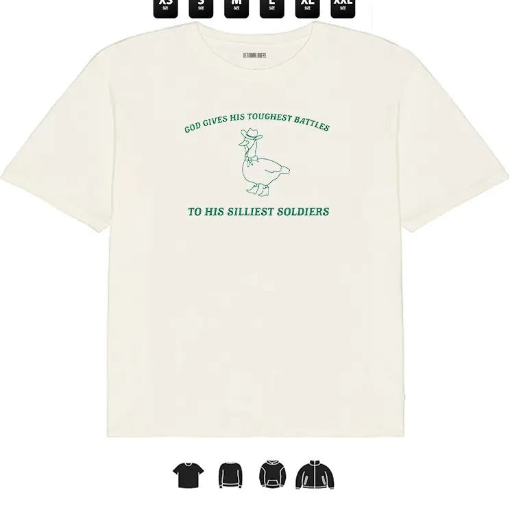 God Gives His Toughest Battles To His Silliest Soldiers- Unisex Heavy Taped neck T-Shirt, Gifts
