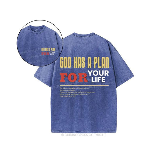 God Has A Plan For Your Life Christian 2 Sided Comfy Printed Tee Pure Cotton Fabric Casual Streetstyle Crew Neck Short Sleeve Soft-Washed T-Shirt Trendy Tops for Women for Men, Perfect Gift