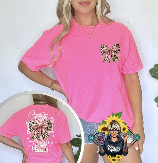 God Is Good All The Time cute Bow Comfort Colors Tshirt