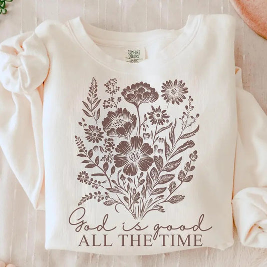God Is Good Easter Shirt, Jesus Easter Day Shirt, Women's Wildflower Sweatshirt, Boho Christian Shirt, Retro  Religious Tee