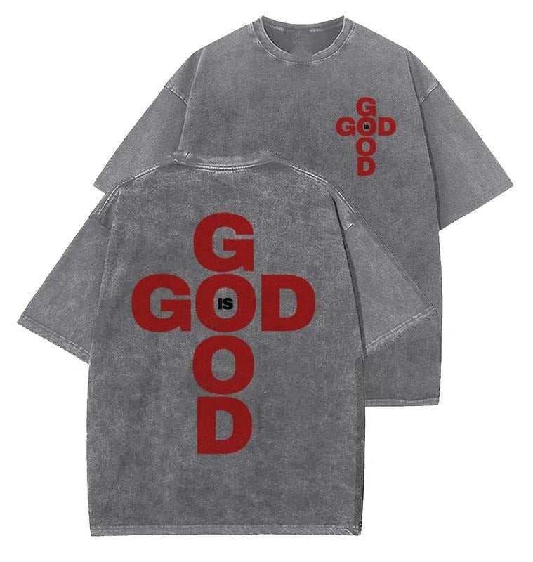 God Is Good Unisex Washed T-Shirt, Christian t shirts, Vintage 90s Graphic Tee, Gift Top Womenswear Cotton Mineral Color...
