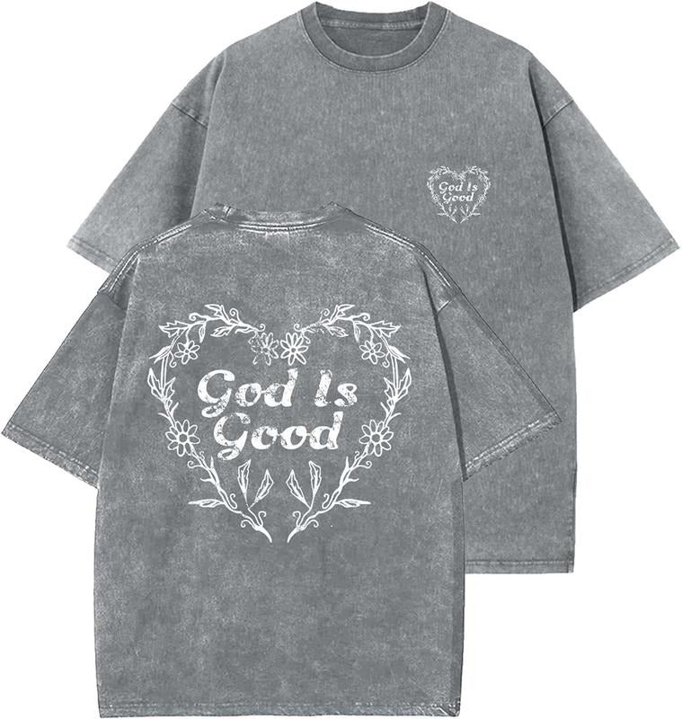 God Is Good Unisex Washed T-Shirt, Christian t shirts, Vintage 90s Graphic Tee, Gift Top Womenswear Cotton Mineral...
