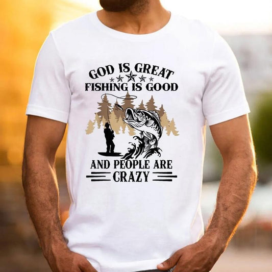 God Is Great And People Are Crazy Christian T-Shirt Pure Cotton Casual Street Style Crew Neck Short Sleeve T-Shirt Tops Trendy For Women For Men, Perfect Gift