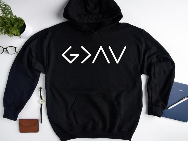 God Is Greater Than The Highs And Lows Hoodie Religious Hooded Sweatshirt Christian Oversized Hoodie Jesus Lover Gift...