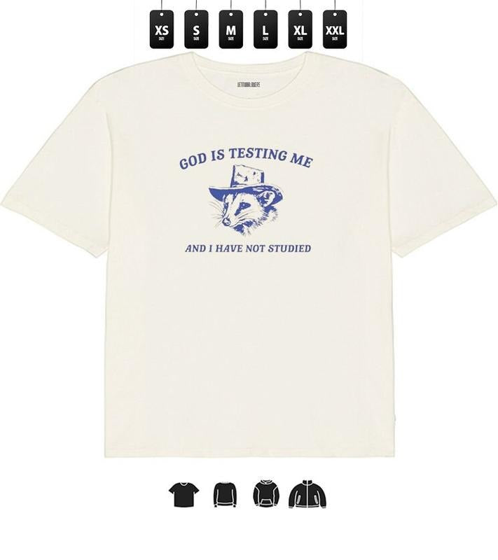 God Is Testing Me  - Unisex Heavy Taped neck T-Shirt, Gifts