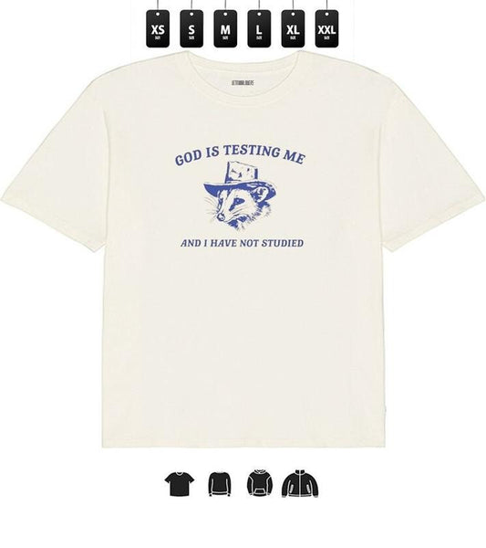 God Is Testing Me  - Unisex Heavy Taped neck T-Shirt, Gifts