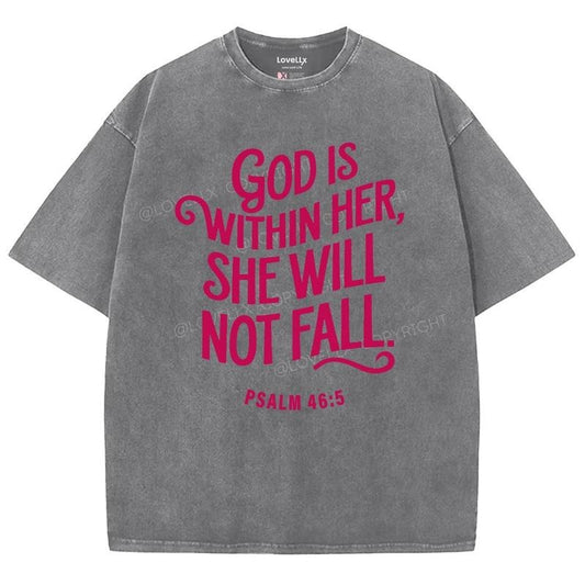 God Is Within Her Unisex Washed T-Shirt, Christian Jesus  t shirts, Vintage 90s Graphic Tee Gift Cotton Top Womenswear Bottom
