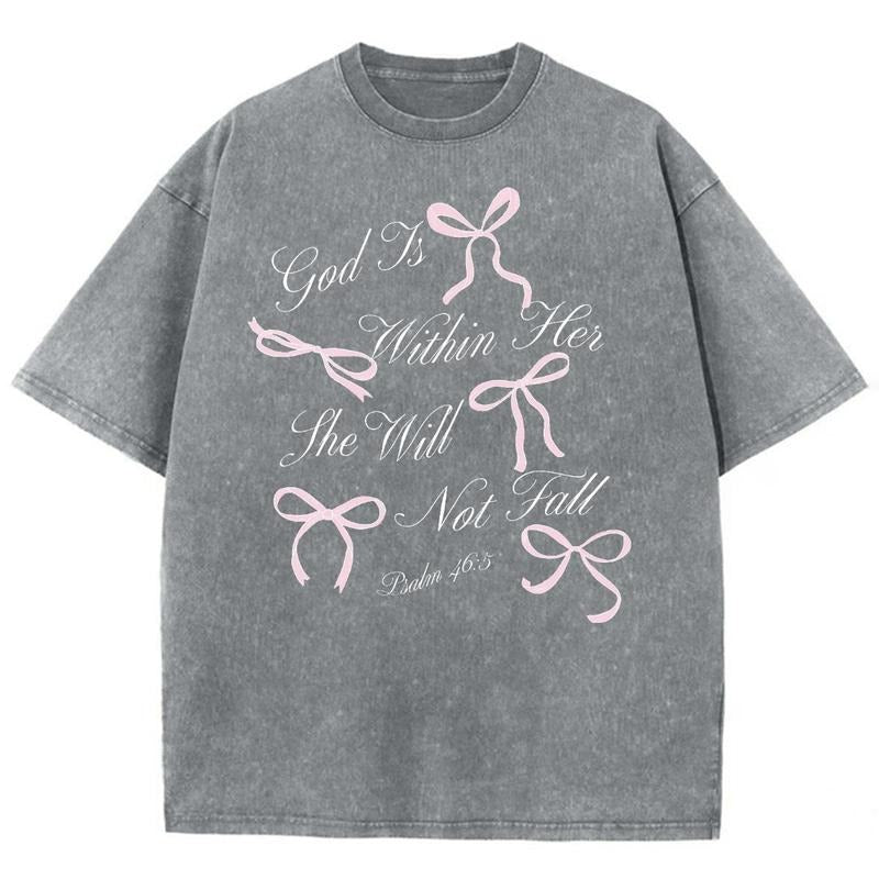 God Is Within Her Unisex Washed T-Shirt, Christian Jesus  t shirts, Vintage 90s Graphic Tee Gift Hoodie, Sweatshirt