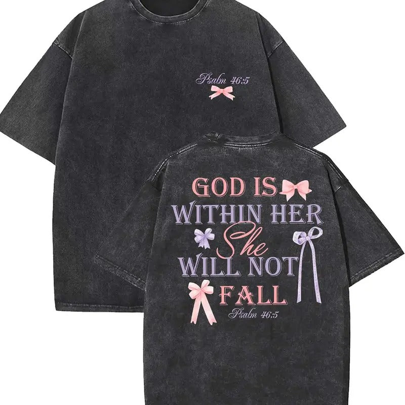 God Is Within Her Unisex Washed T-Shirt, Vintage 90s Graphic Tee, Gift Top Womenswear Cotton Hoodie, Sweatshirt