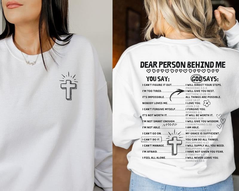 God Says Hoodie Design Shirt, Retro Christian, Bible Affirmations Shirt, Dear Person design, Jesus Doodle Shirt,...
